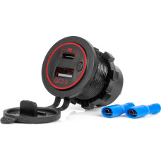 Amio Ładowarka AMiO Ładowarka samochodowa z gniazdami usb wodoodporna usb + usb-c qc3.0 12v 24v amio-04221
