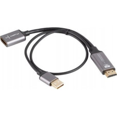 Lanberg Kabel adapter Lanberg HDMI (M) -> Displayport (F) 4K na kablu 20cm srebrny