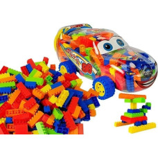 Leantoys Klocki Budowlane w Słoiku Samochód 35 cm 205 klocków