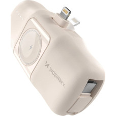 Wozinsky Mini powerbank Wozinsky WF16-YLS 5000mAh 15W Lightning z wbudowanym kablem USB-C i ładowarką do Apple Watch - beżowy