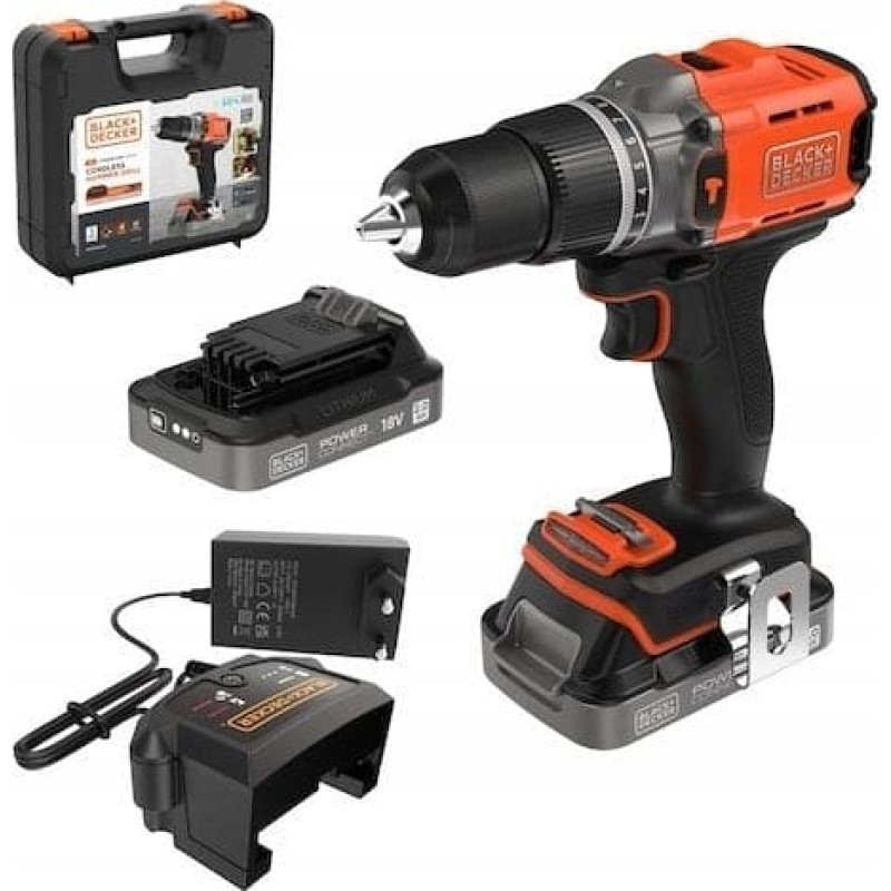 Black&Decker Akku-Schlagbohrschr. 18V 2x2Ah. Kof BCD383D2XK