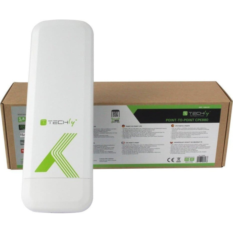 Techly I-WL-CPE880 punkt dostępowy WLAN 300 Mbit/s Biały Obsługa PoE