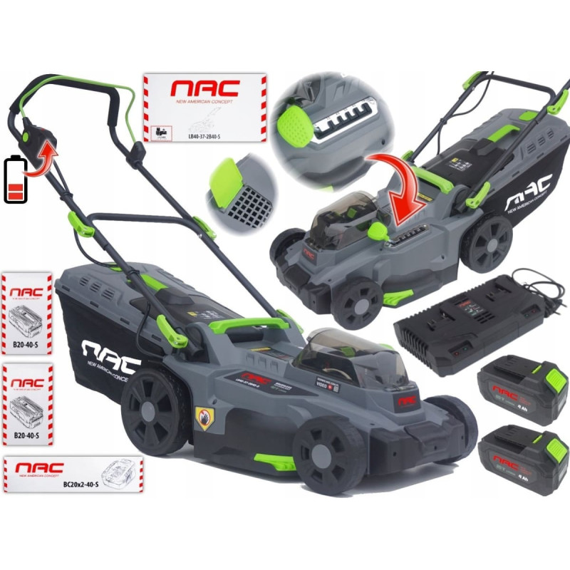 NAC .KOSIARKA AKUMULATOROWA SZER. 37cm 2x20V 2x4Ah