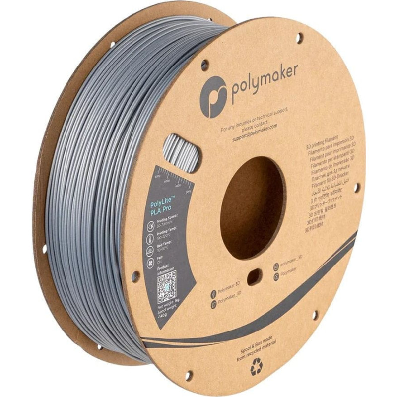 Poly Filament Polymaker PolyLite Metallic PLA Pro 1,75mm 1kg - Silver}