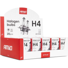 Amio Zestaw żarówek halogenowych h4 12v 60/55w filtr uv (e8) 20szt. amio-04401