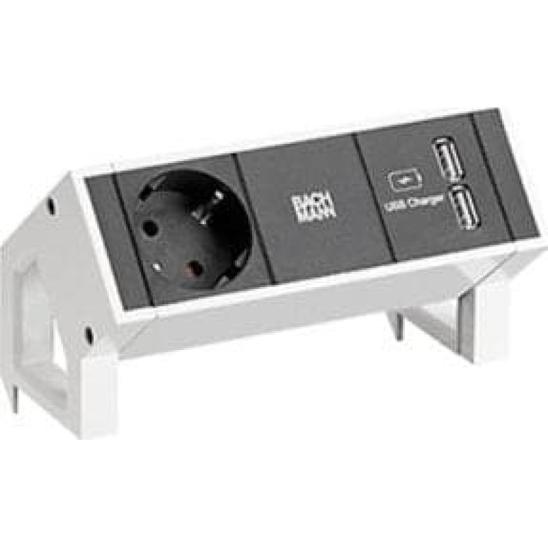 Bachmann BACHMANN DESK2 1xCEE7/3 USB Oplader, Stroom 0,2m GST18 RAL9010