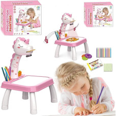 Leantoys Projektor Jednorożec Do Malowania Stoliczek Tablica Różowy
