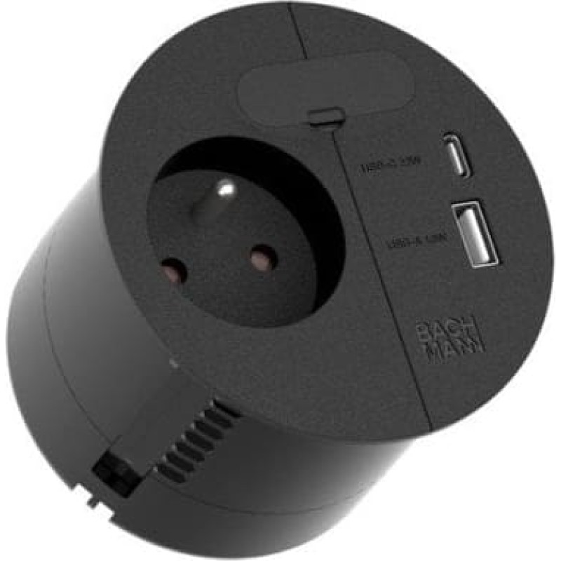 Bachmann LOOP IN CHARGE UTE USB A/C22W, przewód zasilający 2,0 m H05VV-F3G1,5 mm z otworem przelotowym