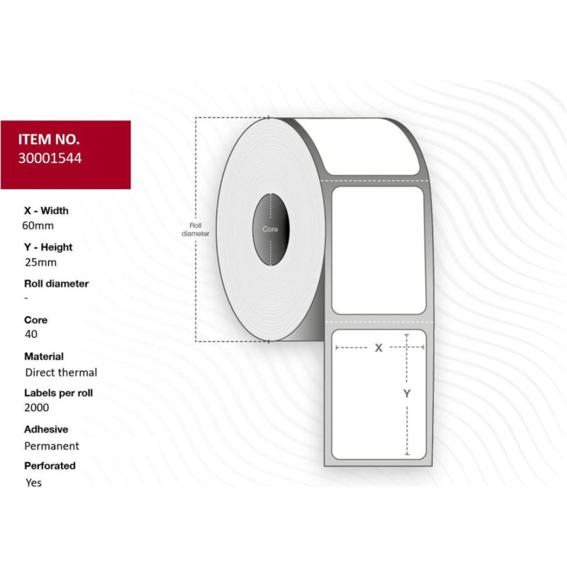 Capture Label 60x25 - Core 40. White.