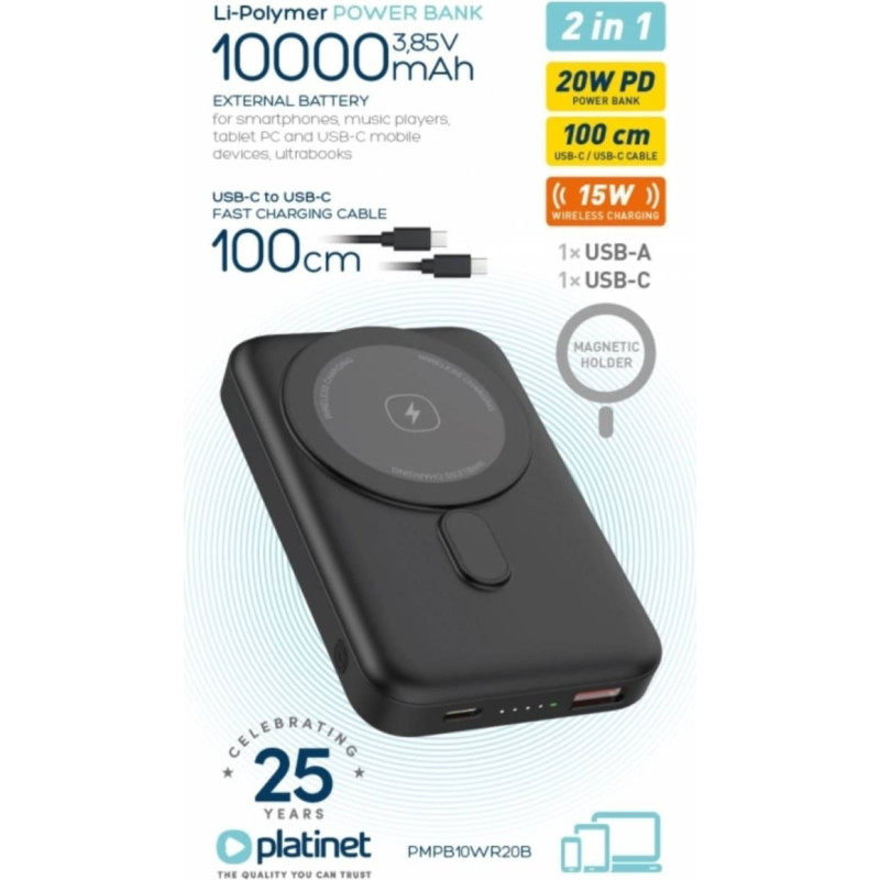 Baseus PLATINET POWER BANK 10000 mAh 20W PD 15W WIRELESS CHARGING MAGNETIC [46016]