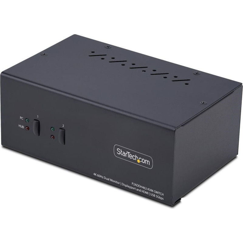 Startech .com P2ADDH462-KVM-SWITCH, 3840 x 2160 pixels, 4K Ultra HD, 36 W, Black