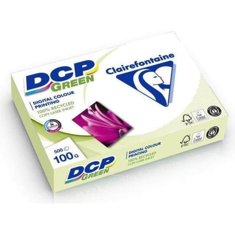 Clairefontaine Genbrugspapir til farveprint DCP Green, A4, 100 g, pakke a 500 ark