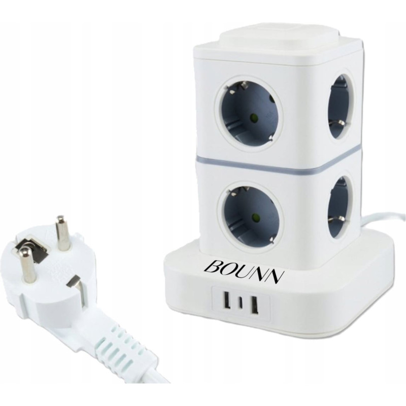 Bounn listwa zasilajÄca przeciwprzepiÄciowa 11 gniazd 3xUSB 1,5m