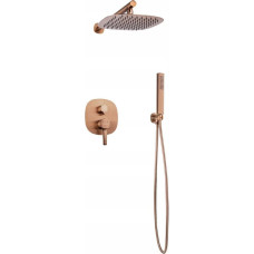 Invena zestaw prysznicowy podtynkowy z deszczownicą Glamour, miedź BS-02-014-V