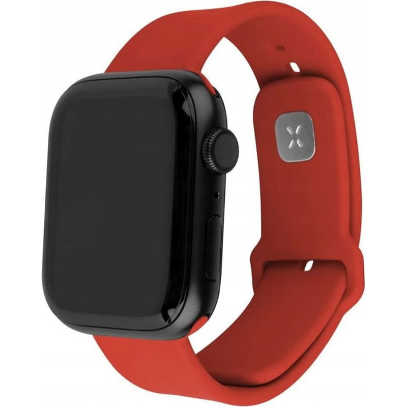 Fixed silicone smartwatch strap, Apple Watch 42 / 44 / 45 mm, red