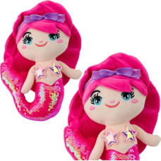 Leantoys Pluszowa Syrenka Przytulanka Ogon W Cekiny Intensywny Róż 28cm LEAN Toys