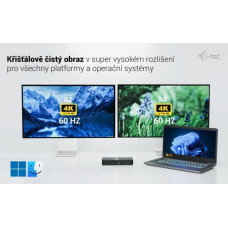 I-Tec Universal Intelligent Dual Display DS 2xHDMI 2xDP 1xGLAN 2xUSB-C Gen2 3xUSB-A Gen2 2xUSB-A Gen1 1xAudio/Mic PD100W KL