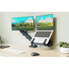 Leitz Ergo pladsbesparende dual monitor arm & laptop arm Grå
