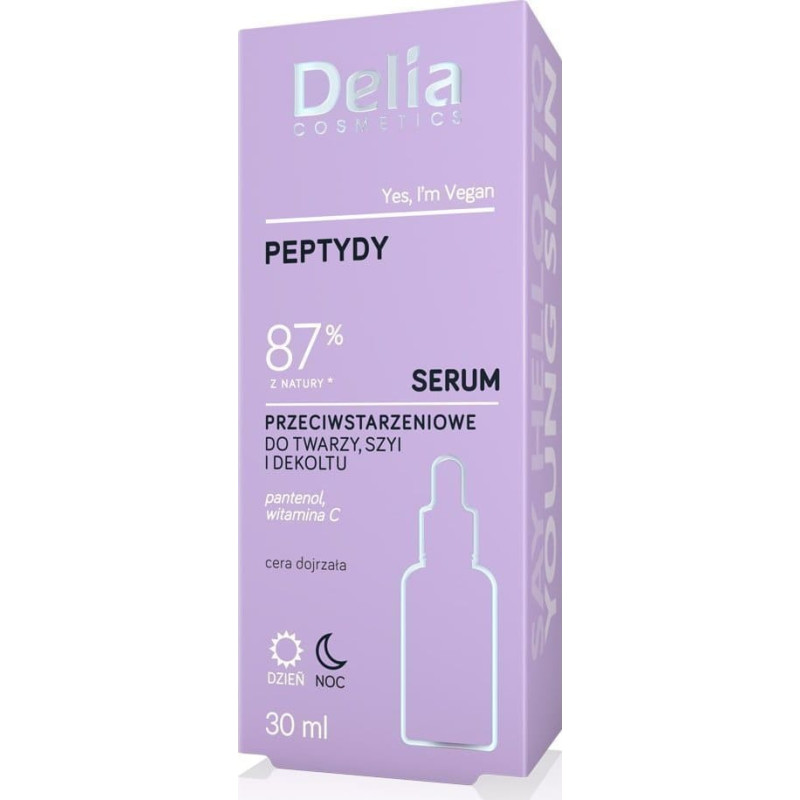 Delia Peptydy - 87% z natury - Serum przeciwstarzeniowe do twarzy, szyi i dekoltu 30ml