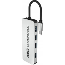 Green Cell Adapter Basic HUB Greencell USB-C 4in1 (4×USB-A 3.0) – szybki transfer do 5 Gb/s, aluminiowa obudowa