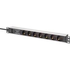 Digit 1U Alu PDU,Rackmount.,7x Safety outlet 16A,230VAC,50/60Hz,Surge protection,Line Filter