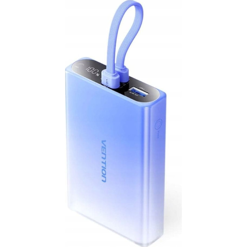 Vention Powerbank 10000 mAh USB-C + Lightning + USB-A 22,5W z wyświetlaczem LED niebieski