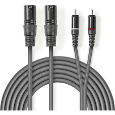 Nedis Kabelis Nedis 2x XLR M - 2x RCA M 1.5m 5412810295784 COTH15210GY15 (5412810295784)