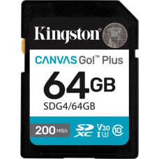 Kingston Технология Canvas Go! Plus 64 ГБ SDXC Canvas Go Plus Gen4 200 МБ/с C10 UHS-I U3 V30