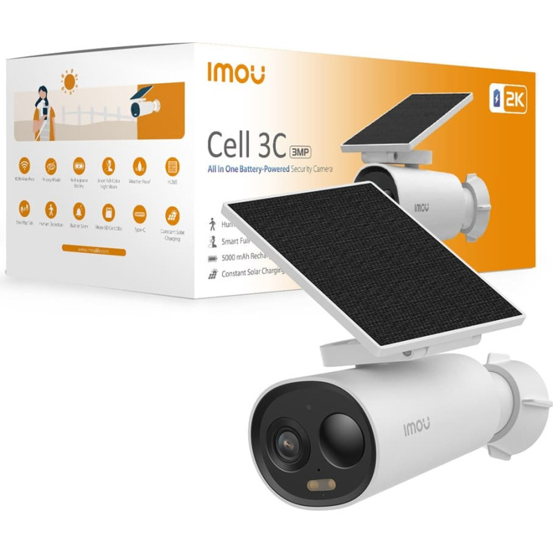 Imou Cell 3C Viss vienā Bullet IP drošības kamera Āra 2304 x 1296 pikseļi Sienas