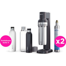 Brita Saturator Brita sodaTRIO Czarny + Dodatkowa butla CO2 + Butelka izolowana 1l biała