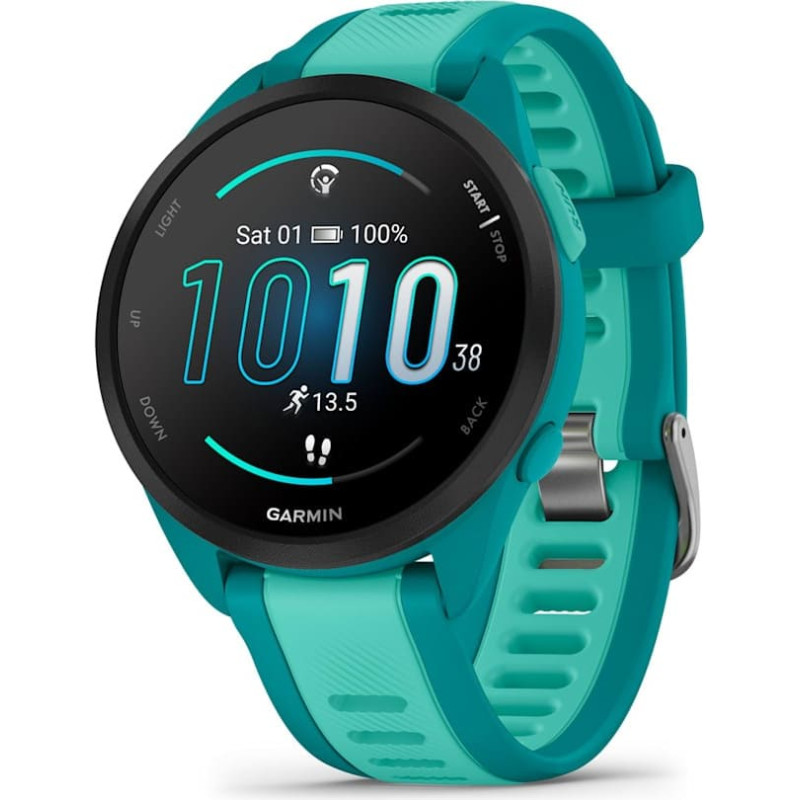 Garmin Forerunner 165 Music 3,05 cm (1,2 collas) AMOLED 43 mm Digitāls 390 x 390 pikseļi Skārienekrāns Tirkīza krāsas GPS (satelīts)