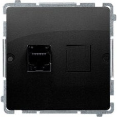 Kontakt-Simon Simon Basic Gniazdo komputerowe RJ45 pojedyncze, kategoria 5e (moduł). Montaż gniazda na wkręty do puszki czarny BMF51.02/49