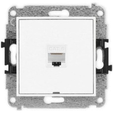 Karlik MINI Mechanizm gniazda komputerowego pojedynczego 1xRJ45, kat. 6, 8-stykowy, bez pola opisowego biały mat 25MGKBO-3