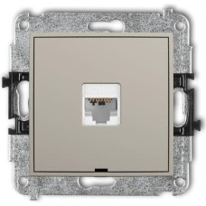 Karlik MINI Mechanizm gniazda komputerowego pojedynczego 1xRJ45, kat. 6, 8-stykowy, bez pola opisowego taupe 60MGKBO-3