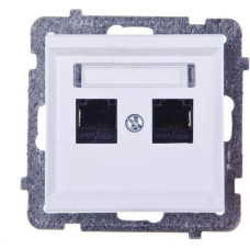 Ospel SONATA Gniazdo komputerowe podwójne, kat. 5e MMC biały mat GPK-2R/K/m/75