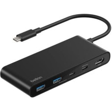 Belkin HUB USB Belkin CONNECT USB-C 7-in-1 z podwójnymi portami USB-C schw.AVC023hqBK