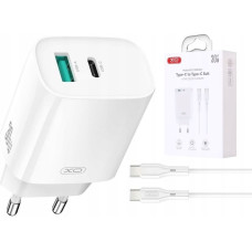 XO ładowarka sieciowa CE30 PD 30W 1x USB-C 1x USB biała + kabel USB-C - USB-C