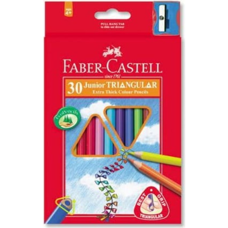 Faber-Castell Kredki Jumbo Trójkątne 30 Kolorów + Temperówka Opakowanie Karton Faber-Castell (116530 FC)