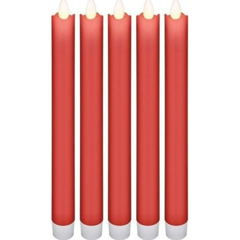 Goobay Dekoracja świąteczna Goobay Zestaw 5 czerwonych świec LED z prawdziwego wosku, w komplecie z pilotem zdalnego sterowania i 10x AA (LR 6)