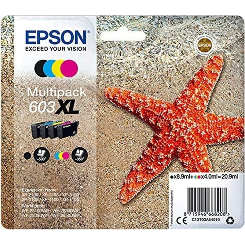 Epson Tusz Epson Oryginalny Wkład Atramentowy Epson C13T03A64020 4 Części Czarny Wielokolorowy