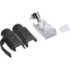 Inline InLine® crimp plugs Cat.6A RJ45 shielded, with bend protection and insertion guide, black, 100pcs. pack