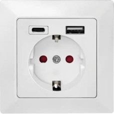 Logilink PA0262 gniazdko elektryczne CEE 7/3 + USB Biały