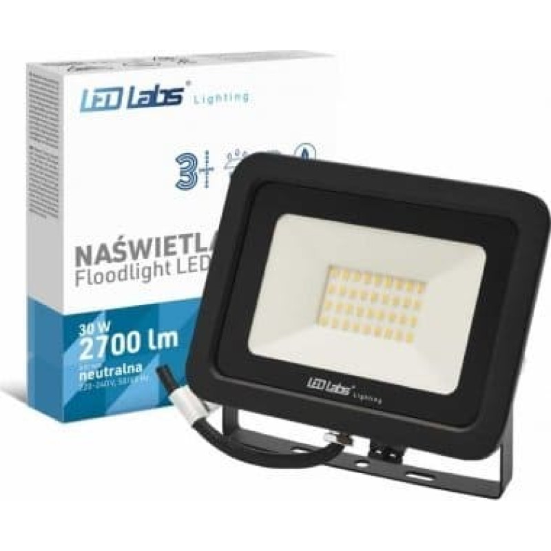 V-Tac Naświetlacz LED FLOODLIGHT 30W 2550lm 4000K IP65 neutralna biała NW czarny 3 lata gwarncji LED LabsFAROFORM