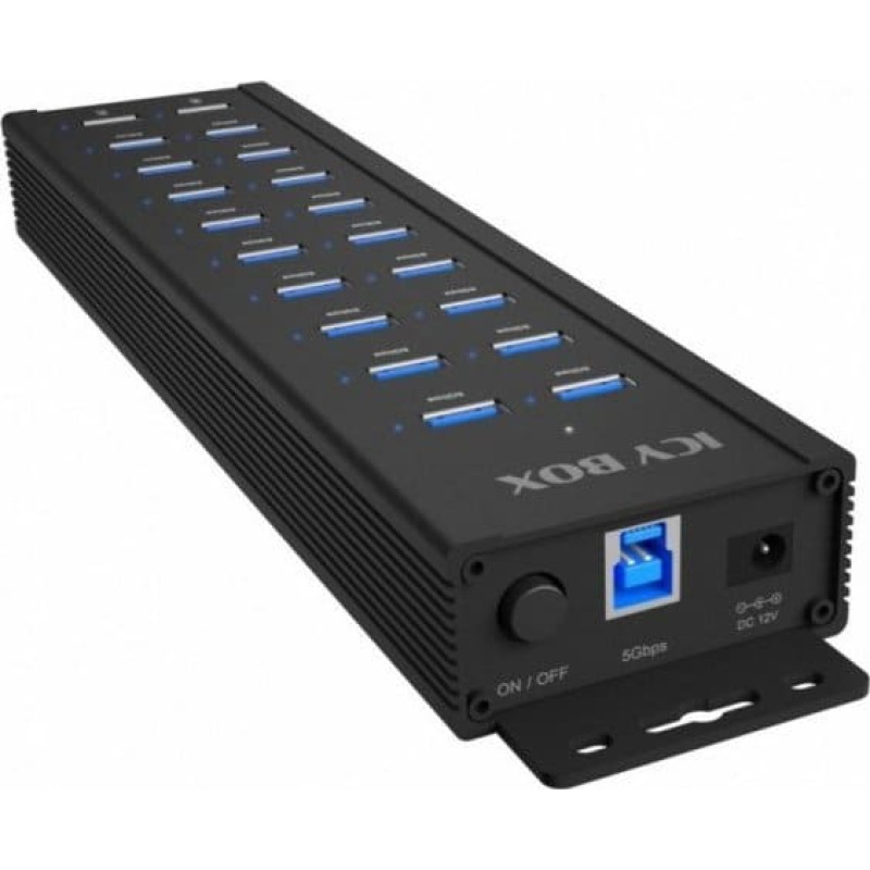 Icy Box Hub IB-HUB1720-U3 20 port HUB, 96 WATT PSU, 18 x USB-A Port,2 x USB port do ładowania