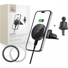 Tech-Protect MM15W-V5 MAGNETIC MAGSAFE CD & VENT CAR MOUNT WIRELESS CHARGER 15W BLACK/BLACK