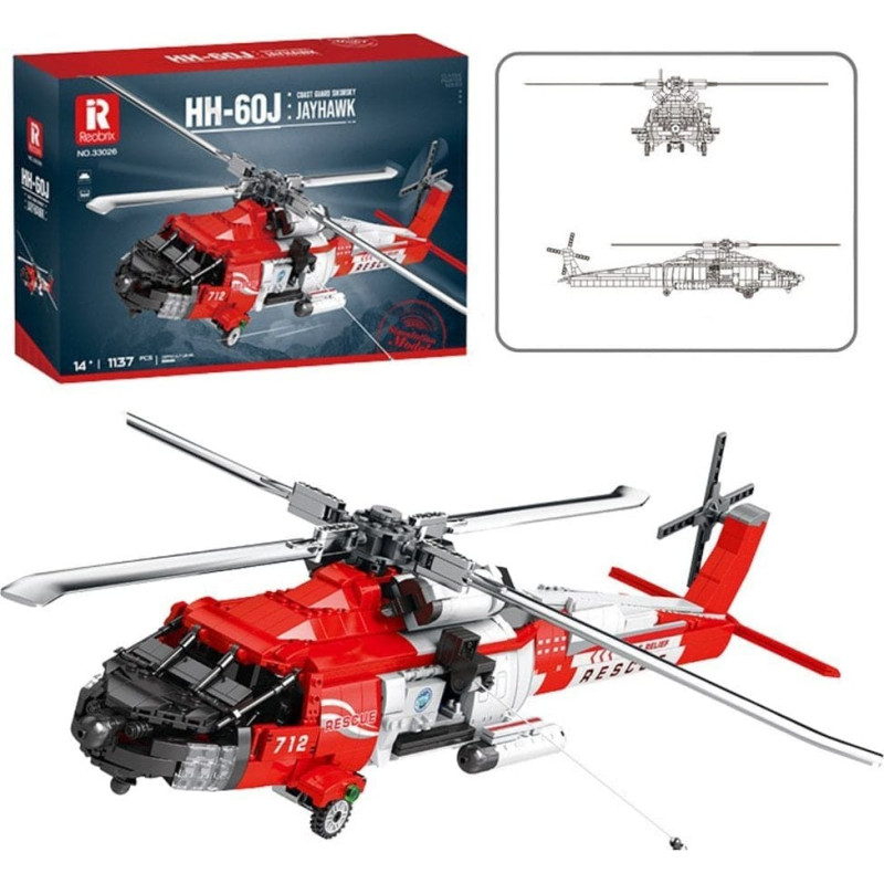 Leantoys Klocki Konstrukcyjne Helikopter Ratunkowy HH-60J Jayhawk 1137el