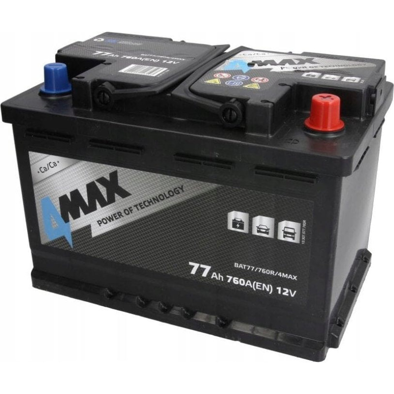 Metabo Akumulator 4MAX 12V 77Ah/760A (P+ biegun standardowy) 278x175x190 B13 - stopka o wysokości 10.5 mm (rozruchowy)