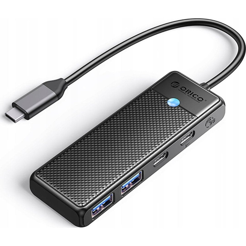 Orico HUB 4-portowy input: USB-C 3.0 PD100W / output: 2x USB-A 3.0 + USB-C 3.0 przewód 0,15M - czarny