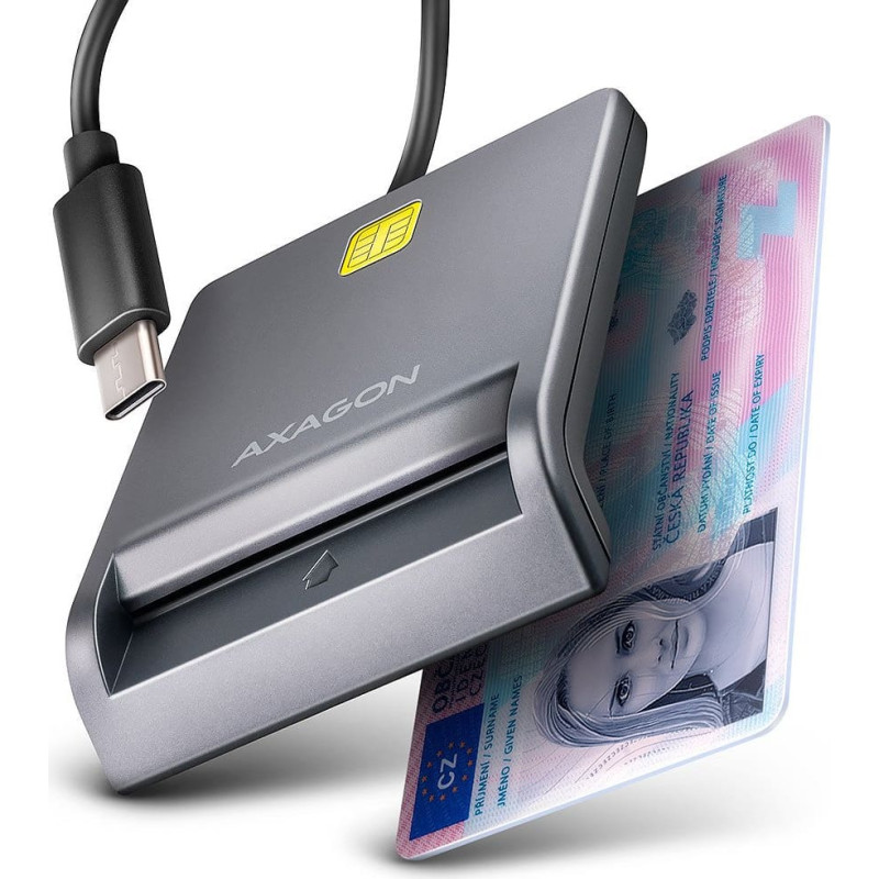Axagon CRE-SM3TC, USB-C FlatReader czytnik kart identyfikacyjnych, kabel 1.2 m