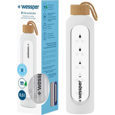 Wessper Wessper B1 Borosilicate 500 ml Szklana butelka na wodę z miarką motywacyjną z białym etui